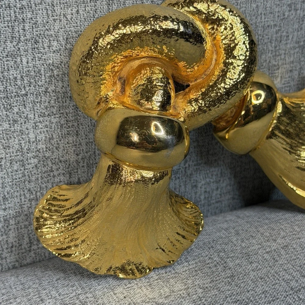 Rare Vintage 1988 Christopher Ross Signed Massive Bow Tassel Gold Belt Buckle
